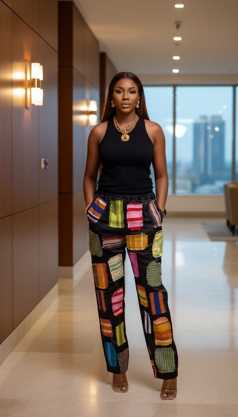 Multicoloured Aso Oke Patchwork Pants